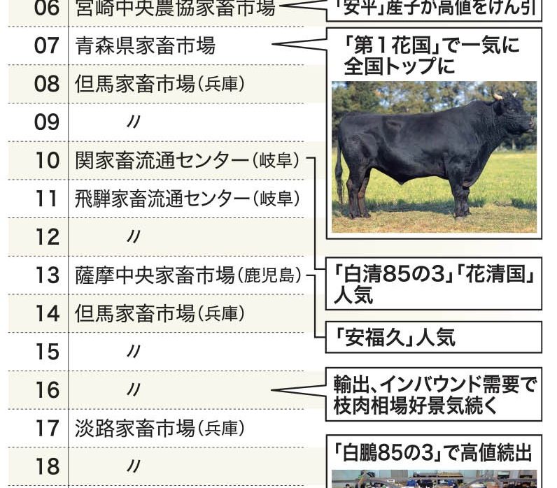 価格首位市場に見る和子牛の２０年　潮目変えたスーパー種雄牛　近年人気は増体、成績高位安定